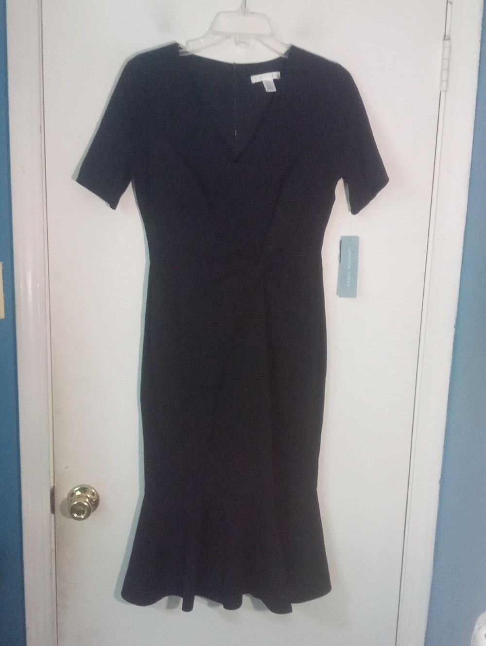 * London TimesClassic Black Short-Sleeve Midi Dress Size 6 NWT $89